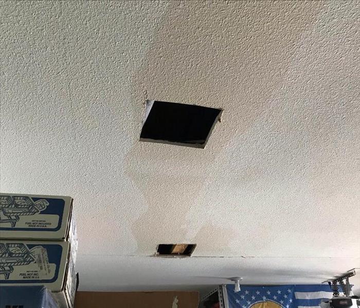 Water stains on ceiling.